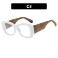 Montura de gafas blanca oversize con patillas efecto madera para mujer tipo C3 - Lente Transparente (C3) / Blanco Sólido