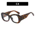 Montura de gafas cuadrada retro de carey, variante C4, para un look de moda actual chic - Lente Transparente (C4) / Estampado de leopardo