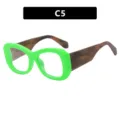 Montura de gafas oversize de moda con frontal verde brillante y patillas marrones - Lente Transparente (C5)