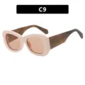 Elegante montura de gafas cuadrada rosa con patillas de madera oscura modelo C9 - Lente Té Claro (C9)