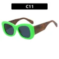 Gafas cuadradas extragrandes verde neón tendencia 2024 con patillas efecto madera - Lente Gris (C11)