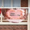 Bandiera a ventaglio per la Festa della Mamma con cuore rosa e occhielli per appendere - 37.5x75cm / Stile Piatto
