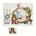 Baby monthly milestone blanket with cute woodland animal print, soft newborn photo backdrop. - 91x102cm (Polyester) / SMT-001