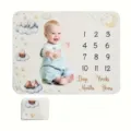Baby milestone monthly blanket newborn growth photo prop blanket with cute cartoon animal prints. - 91x102cm (Polyester) / Smt–003