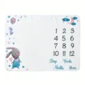 Soft baby milestone blanket with cute cartoon rabbit design for newborn growth photography - 91x102cm (Polyester) / Rabbit (SMT-002)