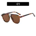 Vintage-Pilotenbrille in Schildpatt-Optik mit klassischen Nietendetails und braunen Gläsern - Schildpatt Tieftee (C1)