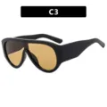 One-piece toad sunglasses fashion oversized sun glasses retro trendy eyewear for women men - Bright Black Tea Lens