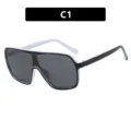 Occhiali da sole oversize neri e bianchi per ciclismo e sport all'aperto, modello C1 - Occhiali da Sole a Mascherina (C1) / C1-Montatura Bianco e Nero Lente Grigia