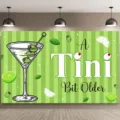 Martini themed birthday photography backdrop with 'A Tini Bit Older' text print - 95x75cm / Martini Glass Style (SBJ-0010) / Off White