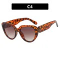 Modieuze dames zonnebril met luipaardprint, cat-eye model en bruine gradiënt glazen - C4 / Luipaard Thee