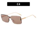 Gafas de sol cuadradas sin montura con lentes marrones y patillas de oro código C4 - Estilo C4 (C4) / Té claro