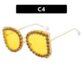Oversized luxury sunglasses featuring yellow lenses and amber rhinestone trim C4 - One Size / Night Vision Yellow (C4)
