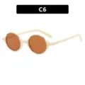 Vintage ronde zonnebril in beige met bruine lenzen, retro chique stijl voor modieuze looks. - Beige Frame Thee Lens