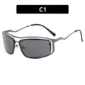 Lunettes de soleil Y2K steampunk irrégulières en métal, variante C1, verres gris. - Gris Fusil Gris Complet