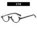 Retro ronde nerd bril met houtlook pootjes en stijlvolle metalen randen in variant C10 - Matte houtnerf met heldere glazen