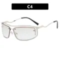 Lunettes de soleil Y2K steampunk en métal argenté avec verres gris clair modèle C4 - Monture Argentée/Miroir Dégradé