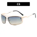 Lunettes soleil steampunk Y2K avec monture métal irrégulière et verres dégradés - Dégradé Bleu à Marron