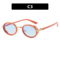Lunettes de soleil steampunk ovales vintage avec monture orange et verres bleus C3 - Taille unique / Monture Orange Cercle Doré Double Bleu (C3)
