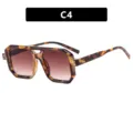Lunettes de soleil carrées écaille de tortue avec double pont, variante couleur C4 - Monture Motif Écaille Verre Dégradé Thé (C4) / Double Thé à Motifs