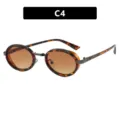 Lunettes de soleil steampunk ovales rétro, monture écaille et verres bruns - C4 - Taille unique / Léopard Verre Double Thé (C4)
