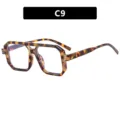 Lunettes de soleil carrées à double pont motif écaille tendance chic pour hommes femmes - Verre Clair à Motifs
