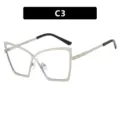 Montatura occhiali occhi di gatto argento oversize con ponte a X unico, variante C3 - Montatura Argentata Lenti Bianche (C3)