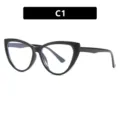 Modieus zwart cat-eye montuur met blauwlichtfilter voor moderne look variant C1 - Glanzend Zwart Montuur Heldere Glazen (5605)