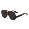 Oversized aviator sunglasses featuring classic tortoiseshell frames and dark protective lenses - Metal Hinge / Tortoise with Gray Lens