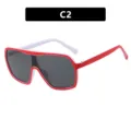 Occhiali da sole da ciclismo oversize con montatura rossa e bianca e lenti protettive UV - Occhiali da Sole a Mascherina (C2) / C2-Montatura Rosso e Bianco Lente Grigia