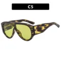 Oversized shield sunglasses fashion oversized tortoise shell sunglasses yellow lens eyewear - Striped Green Lens
