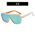 Occhiali da sole per ciclismo monopezzo con montatura arancione e bianca e lenti verdi - Occhiali da Sole a Mascherina (C3) / C3-Montatura Bianco e Arancione Lente Verde