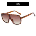 Occhiali da sole shield oversize tartarugati con lenti sfumate marroni C5 - Montatura Leopardato Lenti Doppio Tè