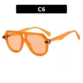 Trend-setting aviator style sunglasses featuring orange tinted lenses and matching frames - Aviator Style (C6) / Orange Frame Orange Lens