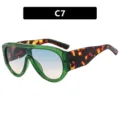 Gafas de sol de pantalla verdes variante C7 con patillas carey y lentes degradadas de moda. - Verde Transparente