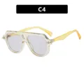 Modern aviator sunglasses with a transparent frame and yellow temples, variant C4 code - Aviator Style (C4) / Transparent Yellow Frame Light Gray Lens