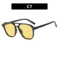 Vintage γυαλιά ηλίου aviator με κίτρινους φακούς, μαύρο σκελετό και λεπτομέρεια καρφιών - Γυαλιστερό Μαύρο Κίτρινος Φακός (C7)
