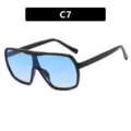 Occhiali da sole sportivi oversize con lenti sfumate blu e montatura nera modello C7 - C7-Montatura Nero Lucido Lente Sfumata Blu