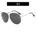 Retro oversized aviator sunglasses with gold metal frame and dark grey lenses - Aviator Style (C1) / Gold Frame Grey Lens