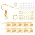 Gouden oorbel componenten set met haken, buigringen en heldere siliconen achterkant - 300-delige Set (Haken, Ringen, Achterkantjes) / Goud