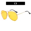 Vintage oversized aviator sunglasses featuring yellow lenses and gold metal frame C3 - Aviator Style (C3) / Gold Frame Yellow Lens