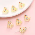 Transparent Christmas tree resin beads with colorful hand-painted dots for DIY crafting - Beige Christmas Tree Bead / 1 Piece/Pack (15x16mm)