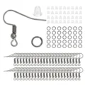 Complete DIY oorbellen set inclusief gunmetal haken, buigringen en zachte siliconen achterkantjes. - 300-delige Set (Haken, Ringen, Achterkantjes) / Gunmetal