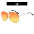 Oversized aviator sunglasses with orange gradient lenses and gold metal frame C6 - Gradient Orange Yellow