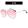 Retro aviator sunglasses with pink gradient lenses and gold metal frame for women - Gold Frame Double Pink Lens