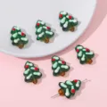 Hand-painted green Christmas tree glass beads for DIY jewelry making and charms - Hand Painted Christmas Tree Pendant