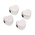 Silver plated heart shaped acrylic beads with pink star and plaid pattern for DIY jewelry - 19x21x14mm, Hole 5mm, 1 Pc/Pack / Pink and White Plaid