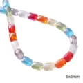 9x6mm multi-colored faceted rectangular glass crystal beads for DIY jewelry making - Faceted Flat Rectangular Beads / 9x6mm 10pcs/Pack / Multicolor