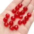 Vibrant 10mm faceted red crystal beads for DIY handmade jewelry bracelets and crafts - Round Beads / 10mm Approx 42 Pcs / Red