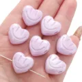 18mm light purple heart-shaped acrylic smiley face beads for DIY jewelry making and crafts - Heart Smile Face / 2 Pieces / Purple
