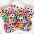 Perles de résine Evil Eye multicolores pour la fabrication de bijoux - Lot de 25 / 10mm